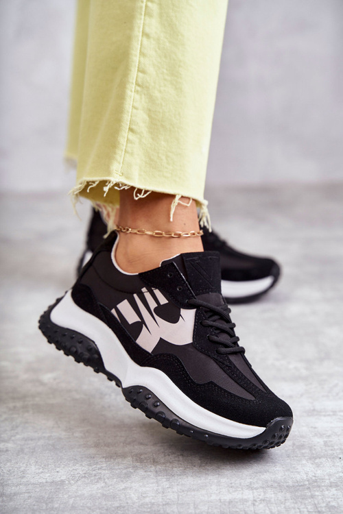 Damskie Buty Sportowe Wiązane Czarne Tolea