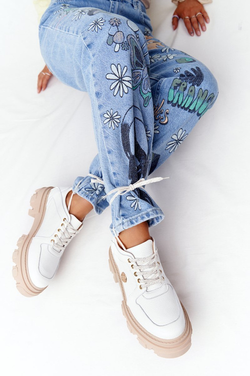 Skórzane Półbuty Oxfordy Lewski Shoes 3011-0 Białe