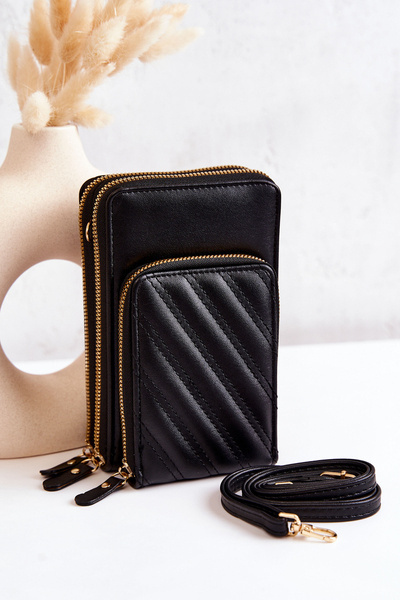 Portfel Torebka 2w1 Na Suwak Czarny Themis