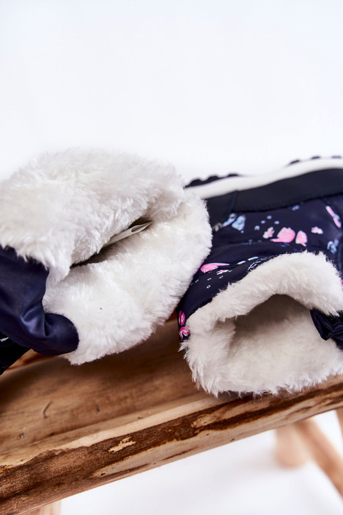 Dziecięce Botki Śniegowce Na Suwak Big Star KK374236 Granatowe