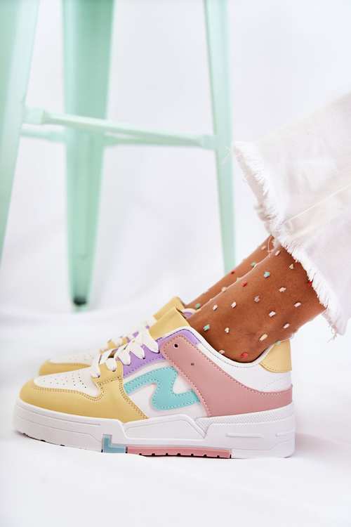 Damskie Skórzane Buty Sportowe Biało-Żólte Francis