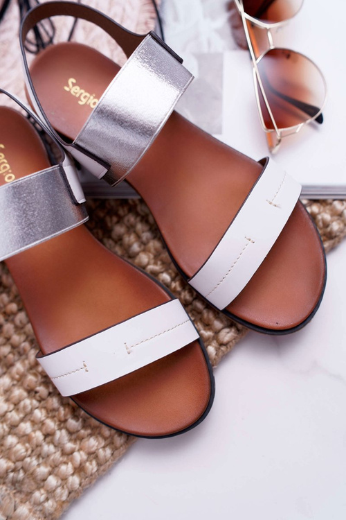 Sandały Damskie Płaskie Sergio Leone SK014 Białe Agrina