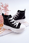 Dziecięce Wysokie Trampki Wiązane Czarno-Białe Freeze