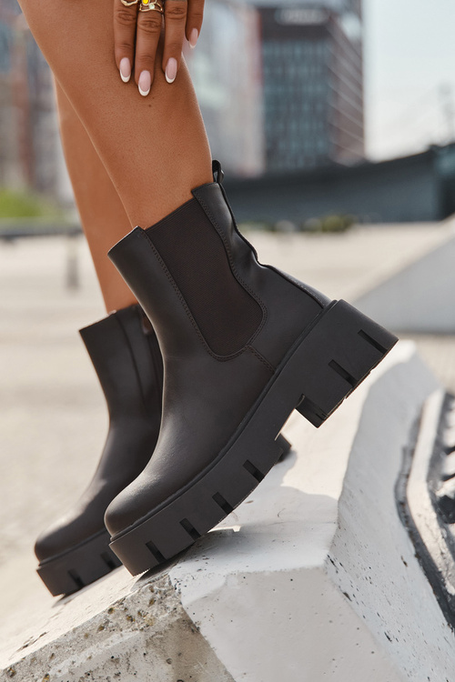 Botki Sztyblety Damskie Ocieplane Na Zamek Eko Skórzane Ciemnobrązowe Fivienne