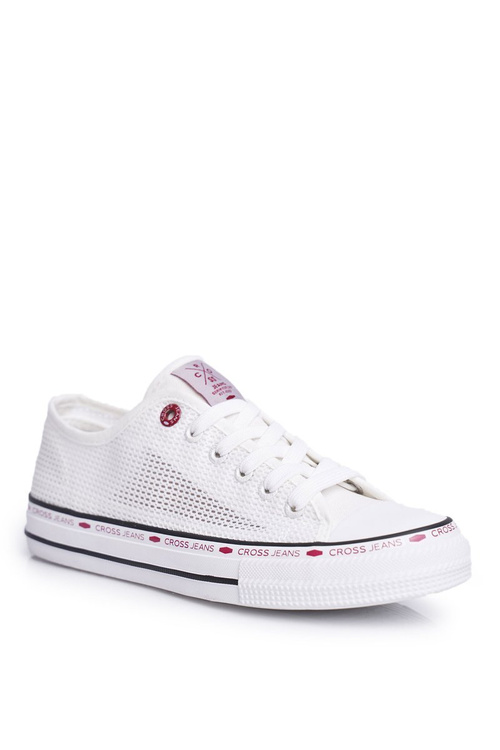 Trampki Damskie Cross Jeans Białe Siateczka FF2R4016C