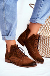 Botki Damskie Skórzane Camel Low Meridan