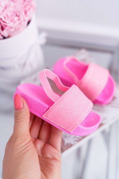 Dziecięce Klapki Dziewczęce Brokat Różowe Rimia