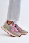 Sneakersy Damskie Na Platformie Memory Foam System Big Star NN274680 Szaro-Różowe