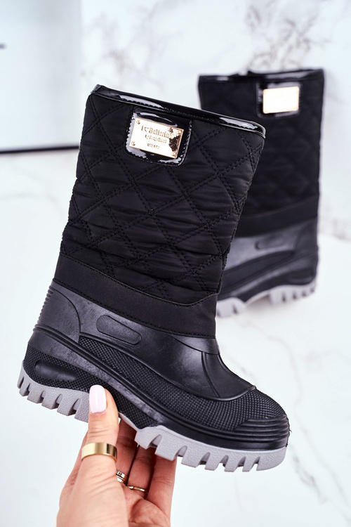 Dziecięce Śniegowce Ocieplone Futerkiem Czarne Mussi