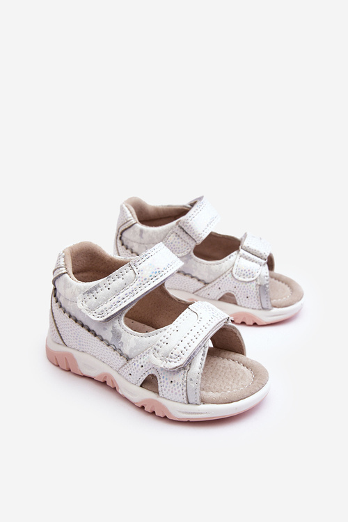 Dziecięce Wygodne Sandałki Na Rzepy Białe Alaska