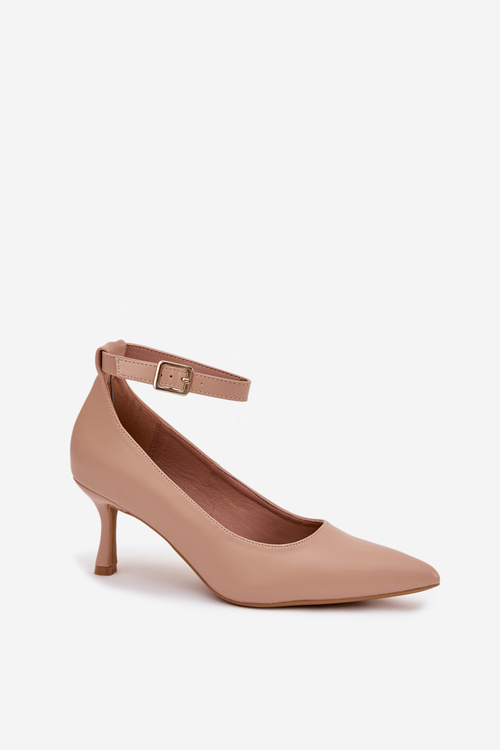 Szpilki Czółenka Z Paskiem Ciemnobeżowe Perrine