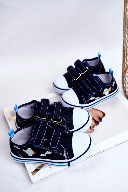 Tenisówki Dziecięce na Rzepy Granatowe Nimalo