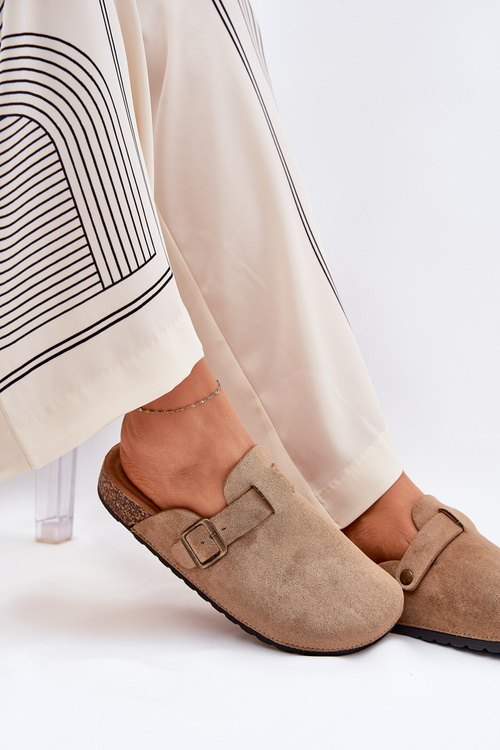 Klapki Chodaki Damskie i Na Platformie Z Klamrą Khaki Selio