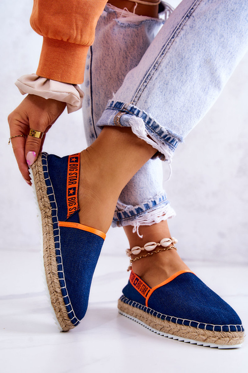 Materiałowe Espadryle Wsuwane Big Star JJ274877 Granatowe