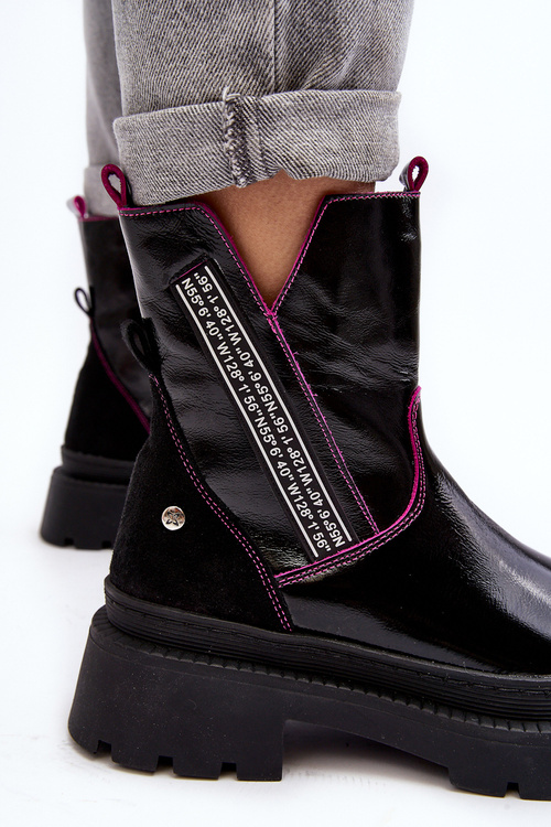 Skórzane Damskie Botki Maciejka 06236-15 Czarne