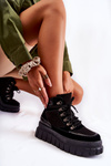 Modne Damskie Botki Na Platformie Czarne Magnific