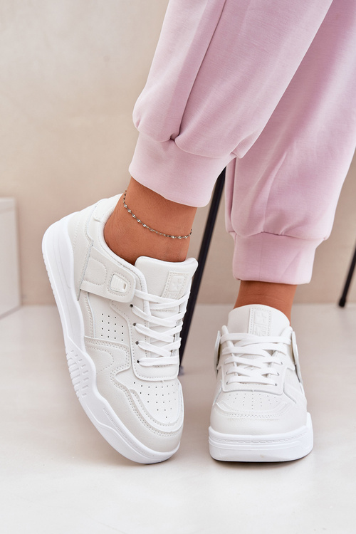 Buty Sportowe Sneakersy Damskie Z Eko Skóry Białe Telisiria