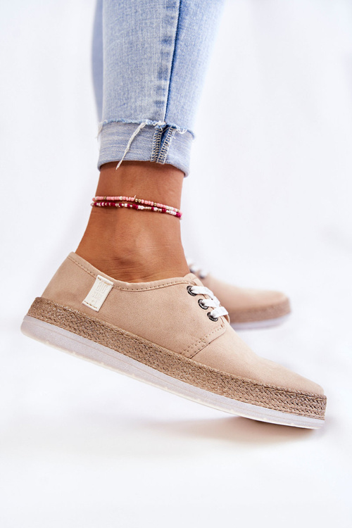 Damskie Niskie Trampki Memory Foam System Big Star KK276005 Beżowe