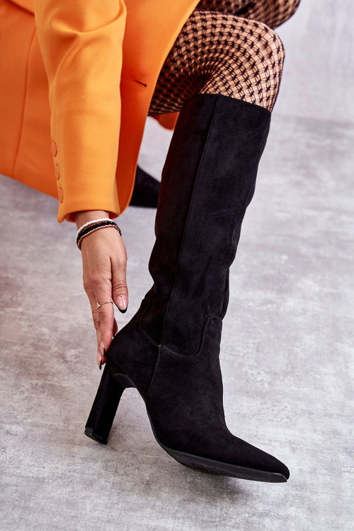 Kozaki Damskie Na Słupku Do Kolana Czarne Truly Love