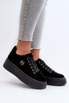 Niskie Sneakersy Damskie Na Platformie Czarne Telirra
