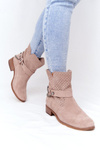 Ażurowe Wiosenne Botki Lewski Shoes 2905-0 Beżowe