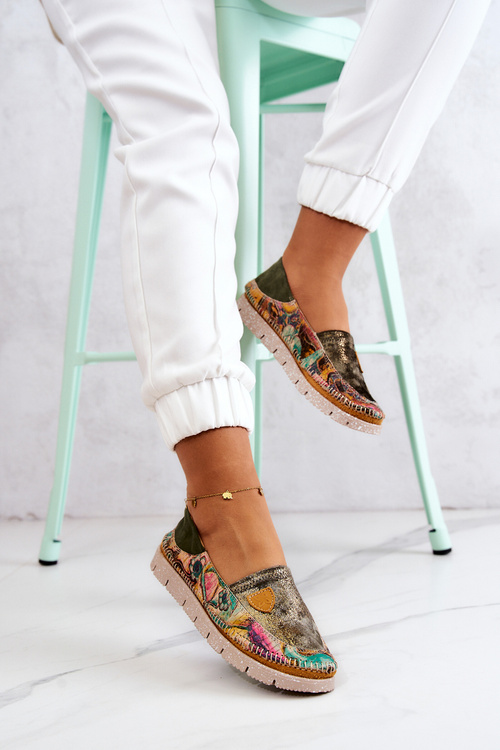 Damskie Skórzane Mokasyny Maciejka 05434-09 Zielone