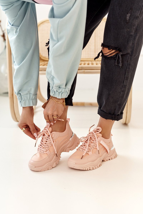Damskie Sneakersy Na Masywnej Podeszwie Różowe Chunky