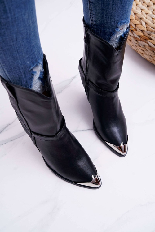 Botki Damskie Na Słupku Czarne Make Feel