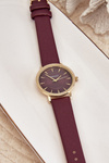 Zegarek Na Eko Skórzanym Pasku Bez Niklu Fioletowy ERNEST E62155D