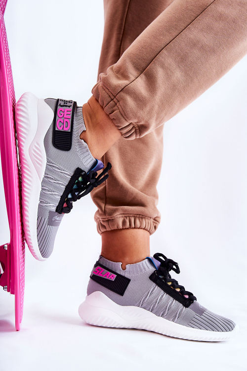 Damskie Wsuwane Sportowe Buty Sneakersy Szare Klayra