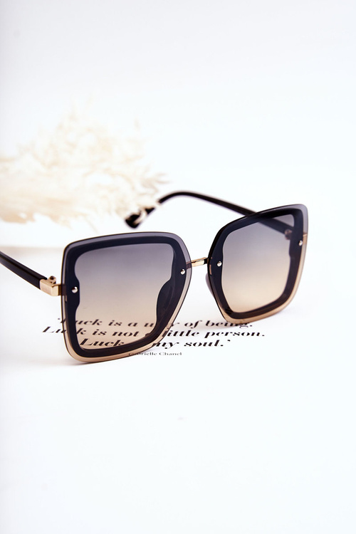 Damskie Modne Okulary Przeciwsłoneczne V130045 Czarno-Złote