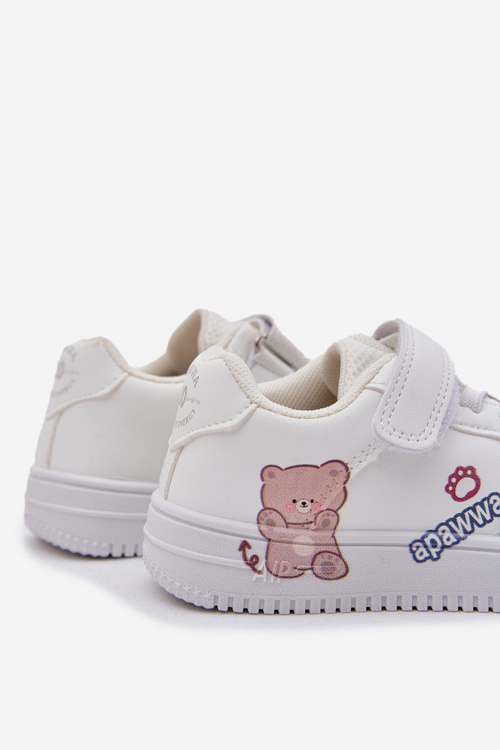 Sneakersy Dziecięce Na Rzep Z Misiem Białe Callexia