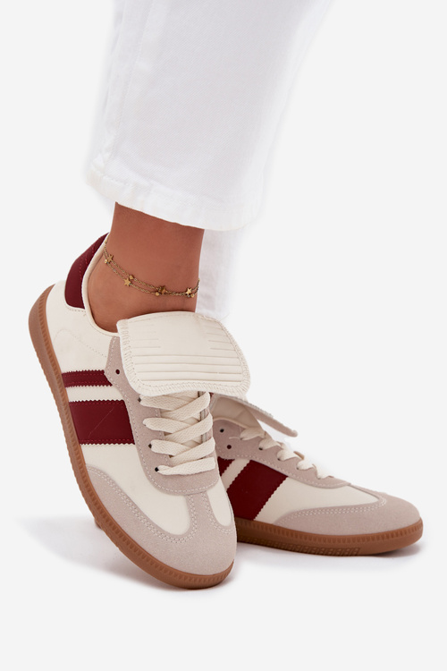 Niskie Sneakersy Damskie Z Wywiniętym Językiem Bordowe Ardira