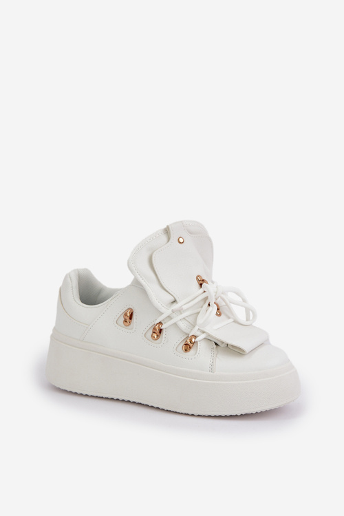 Sneakersy Damskie Na Platformie Białe Dolistana