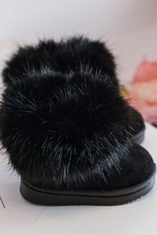 Dziecięce Ocieplane Botki Śniegowce Z Futerkiem Czarne Nohie