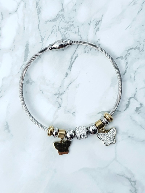 Damska Bransoleta Na Lince Zawieszki Motylek Charms