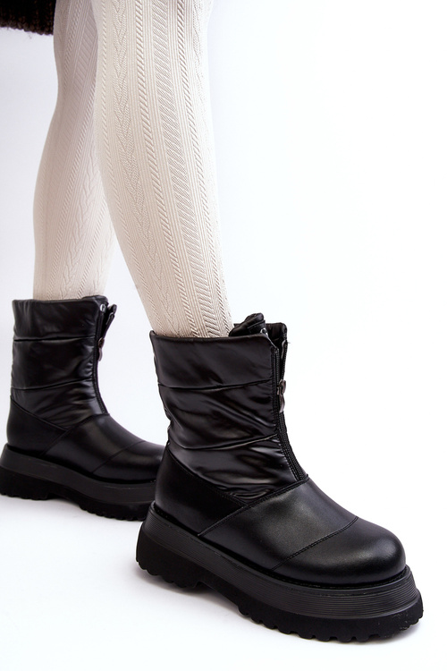 Śniegowce Damskie Na Grubej Podeszwie Z Suwakiem GOE MM2N4078 Czarne