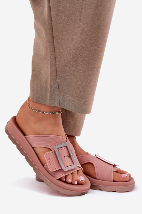 Pachnące Klapki Damskie Z Ozdobną Klamrą ZAXY RR285077 Brudny Róż