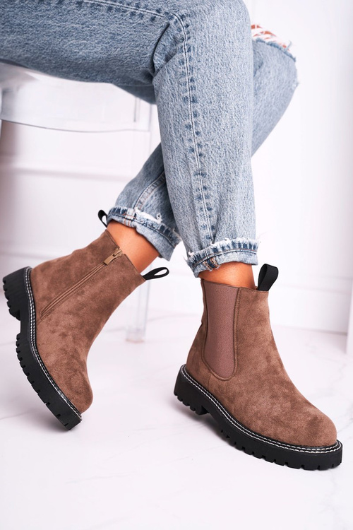 Damskie Botki Sztyblety Khaki Resist