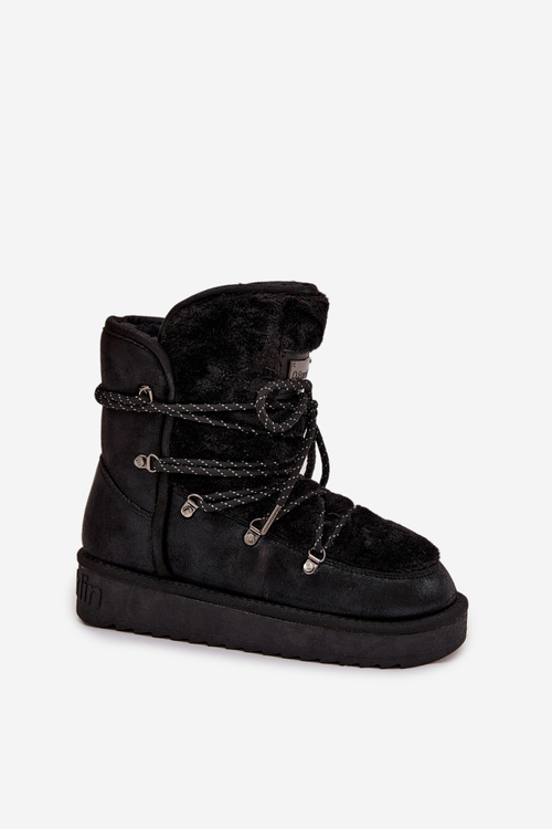 Śniegowce Damskie Na Platformie Z Futerkiem D.Franklin DFSH37005 Czarne