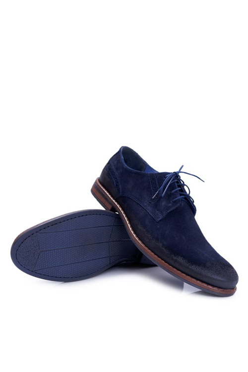 Półbuty Męskie Casual Skórzane Nikopol Granatowe Lajos