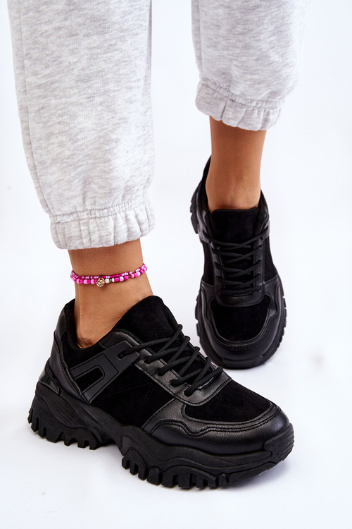 Modne Buty Sportowe Sneakersy Czarne Frezio