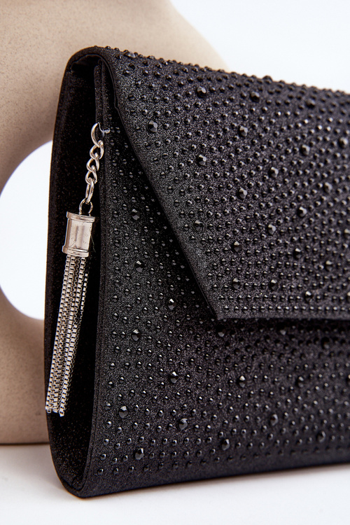 Zdobiona Torebka Wizytowa Kopertówka Edela Czarna