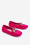 Damskie Zamszowe Mokasyny Z Kryształkami Fuksja Lucille