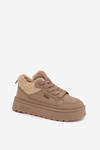 Sneakersy Damskie Na Platformie Z Futerkiem Typu Baranek Big Star SS274105 Beżowe