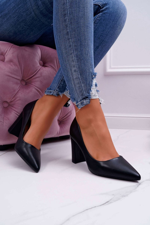 Czółenka Damskie Na Słupku Czarne Femmini