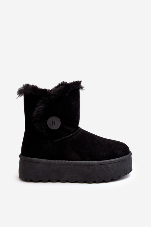 Damskie Śniegowce Na Platformie Z Futerkiem Czarne Wikasem