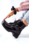 Botki Damskie Workery Lakierowane Czarne Maniana