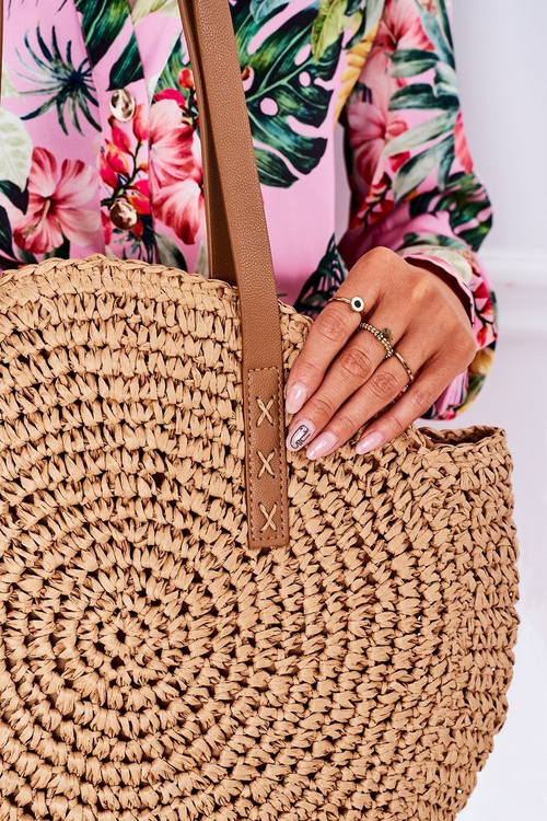 Pleciona Torebka Boho Na Ramię BRUNO ROSSI Camel