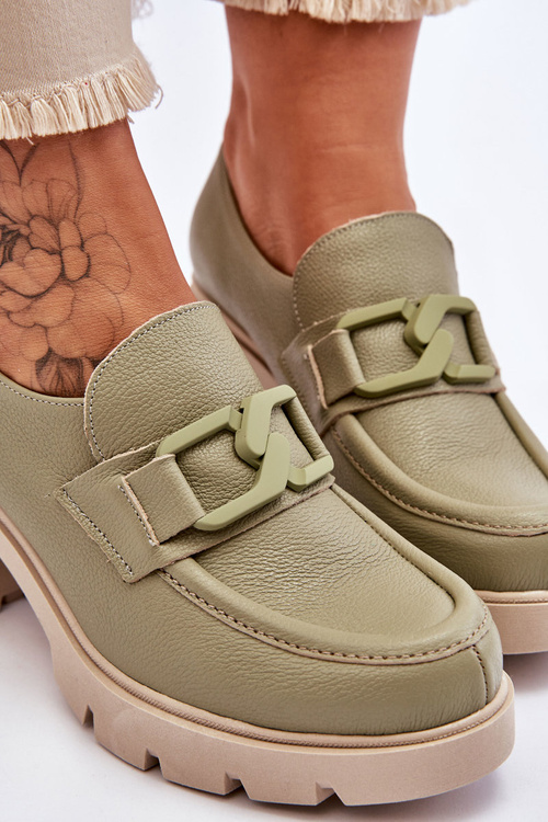 Eleganckie Półbuty Na Słupku Z Ozdobą Zielone Lemar Harmell